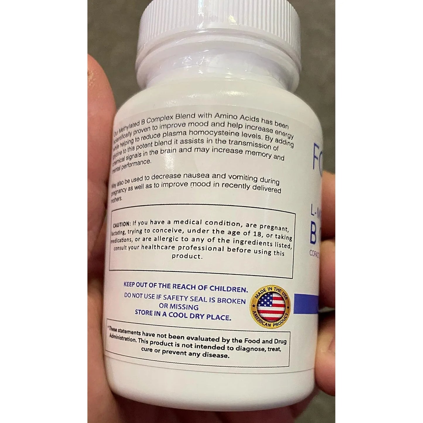 FolateMaxx L Metilfolato B12 Metilcobalamina B6 15 Mg 60 Capsulas Complejo B Activo