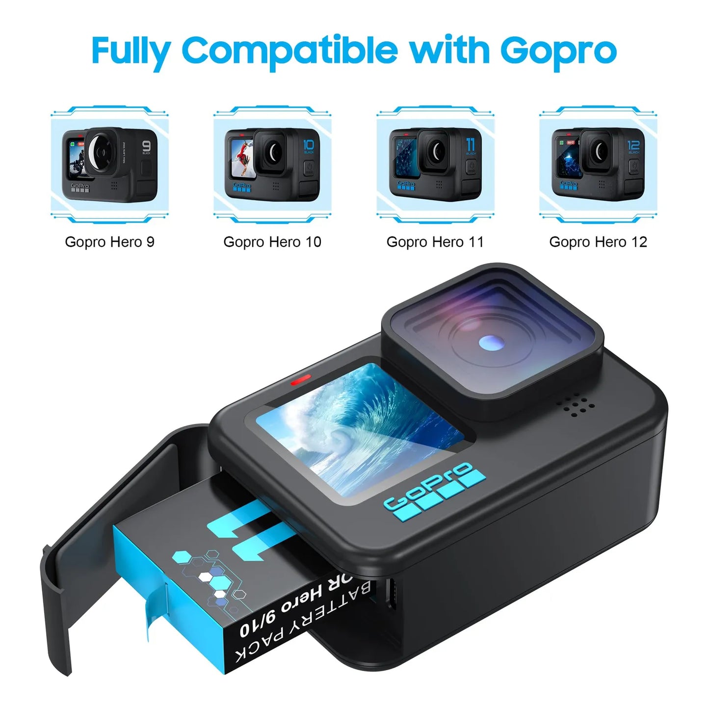 Baterías Recargables 2000 mAh Y Cargador Rápido Para GoPro Hero 9 10 11 12