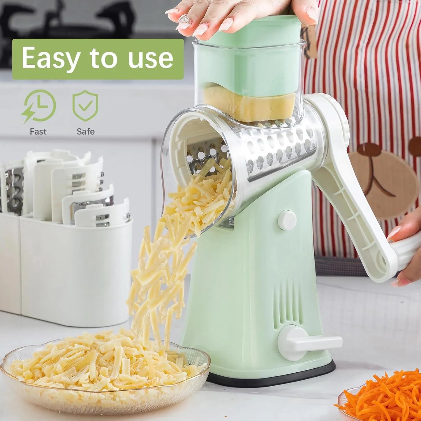 Rallador 5 En 1 Multifuncional Mandolina Verduras Queso Facil Limpieza