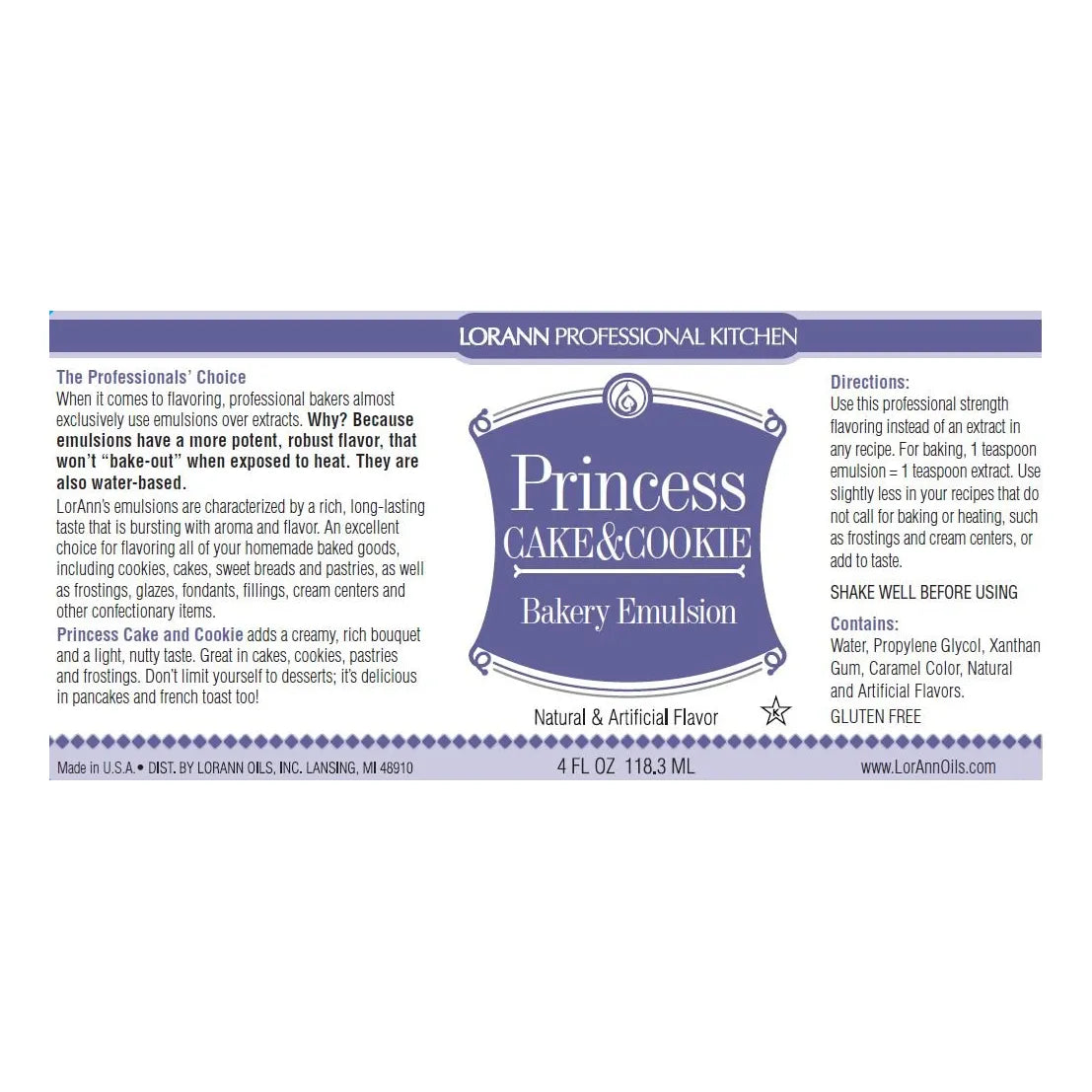 Emulsion Princess De Lorann Para Reposteria 3.78 Litros Sabor Unico Y Cremoso