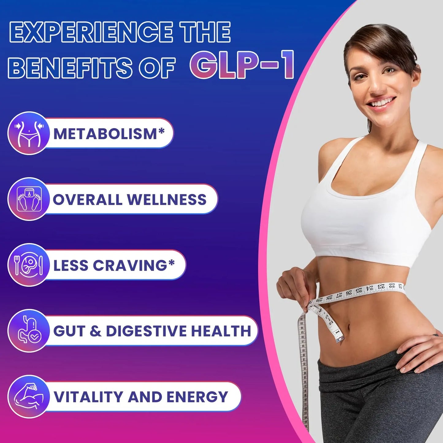 Suplemento GLP 1 Natural 60 Capsulas Regula Metabolismo Reduce Apetito Energia