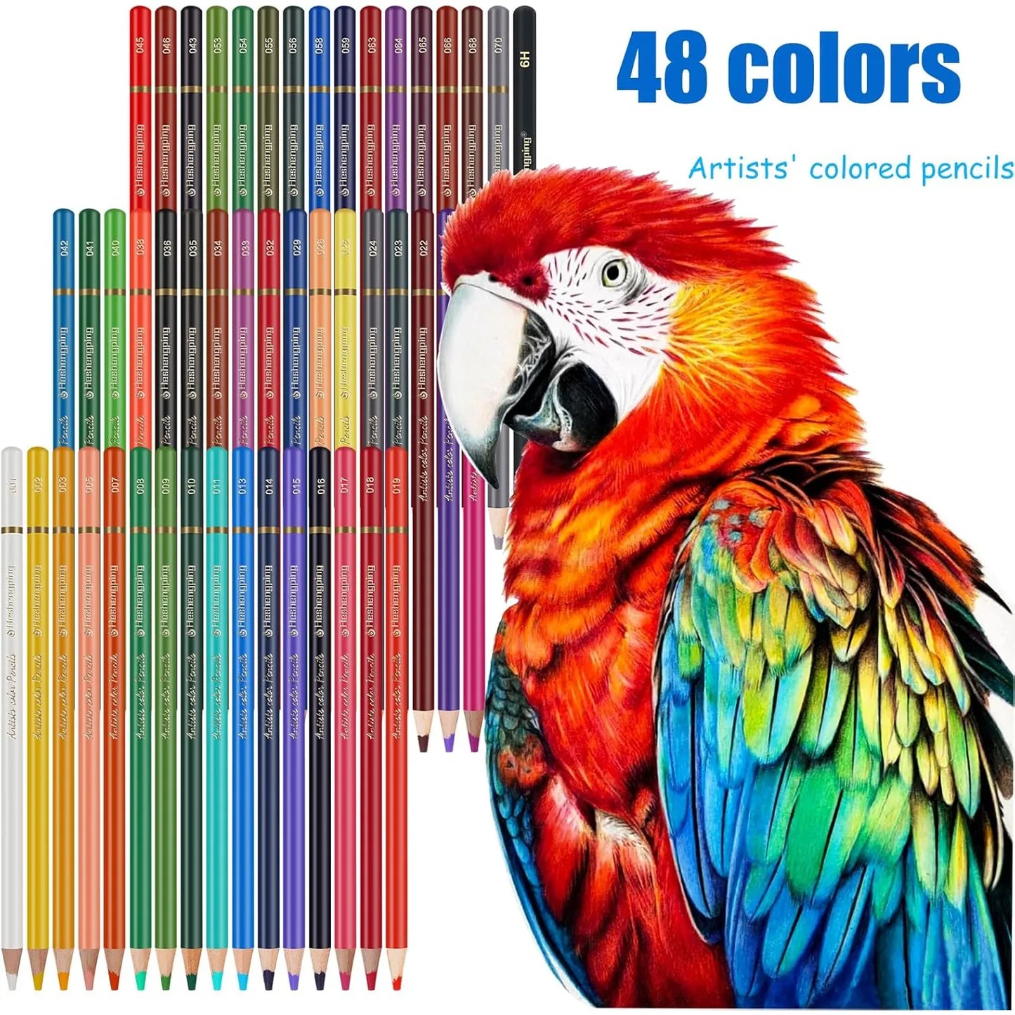 Juego De Lapices De Dibujo 48 Colores Kit De Arte Estuche De Lona Ideal Para Adultos Y Principiantes