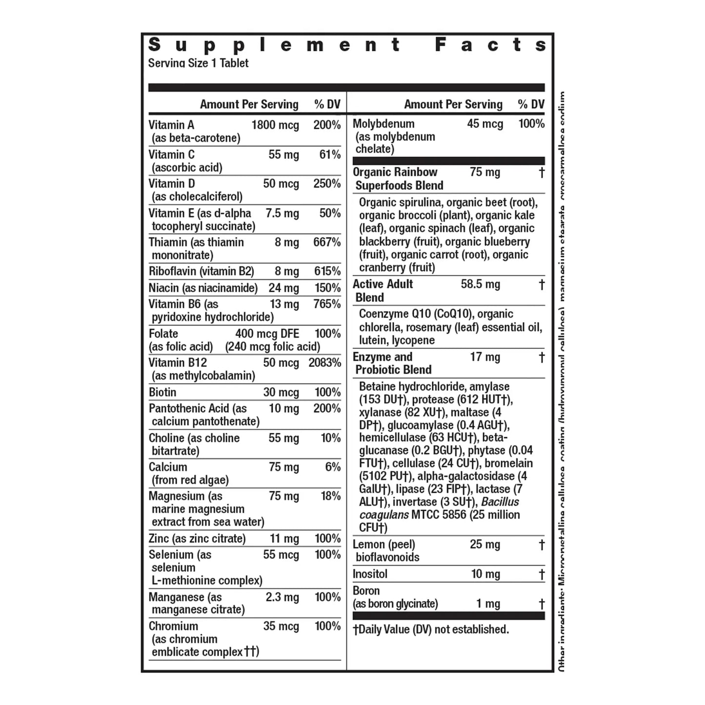 Multivitaminico Adultos Vitaminas C Zinc Complejo B Colina Calcio Vitamina D 90 Tabletas