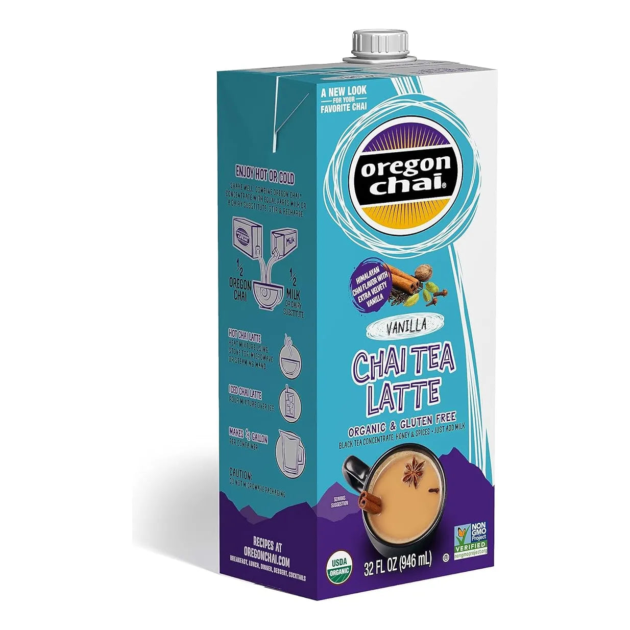 Concentrado De Té Chai Vainilla Líquido 946 Ml Paquete De 6 Oregon Chai