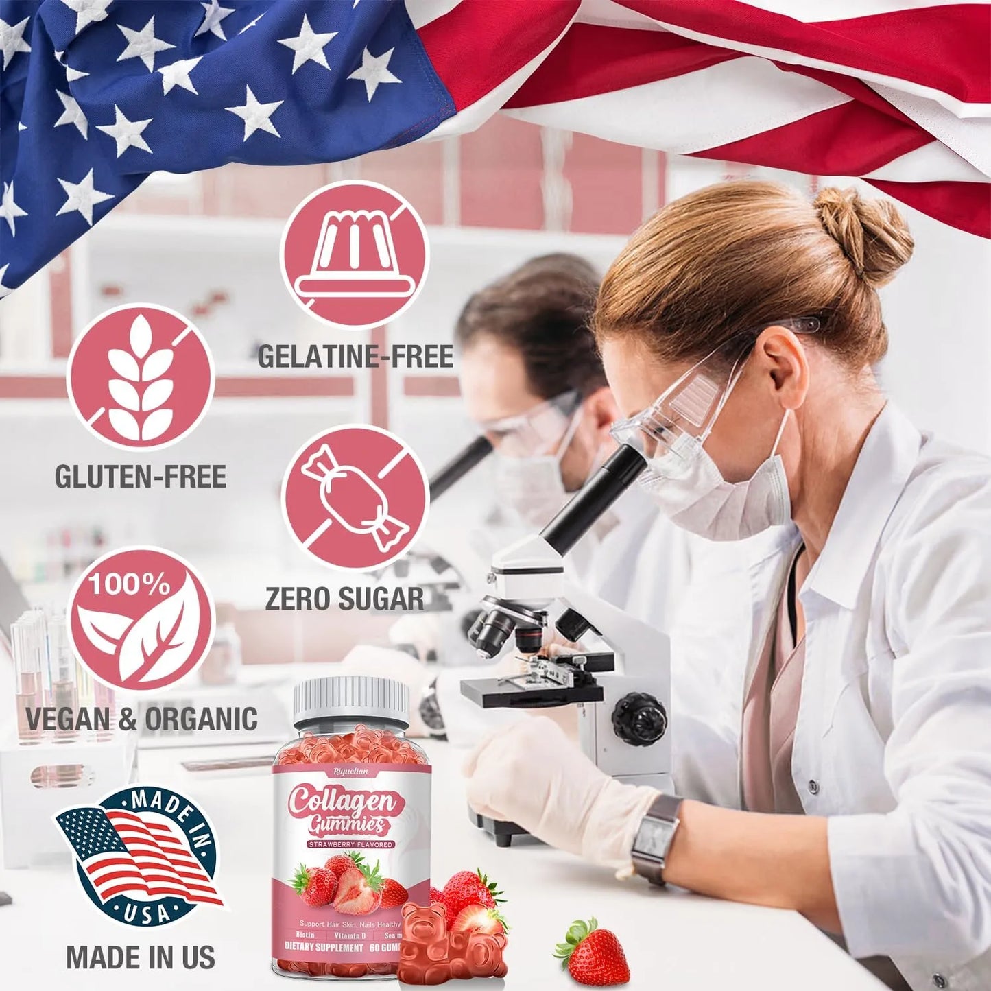 Colageno 15000 Mcg Biotina 1000 Mg Musgo Marino Irlanda 120 Gomitas Veganas