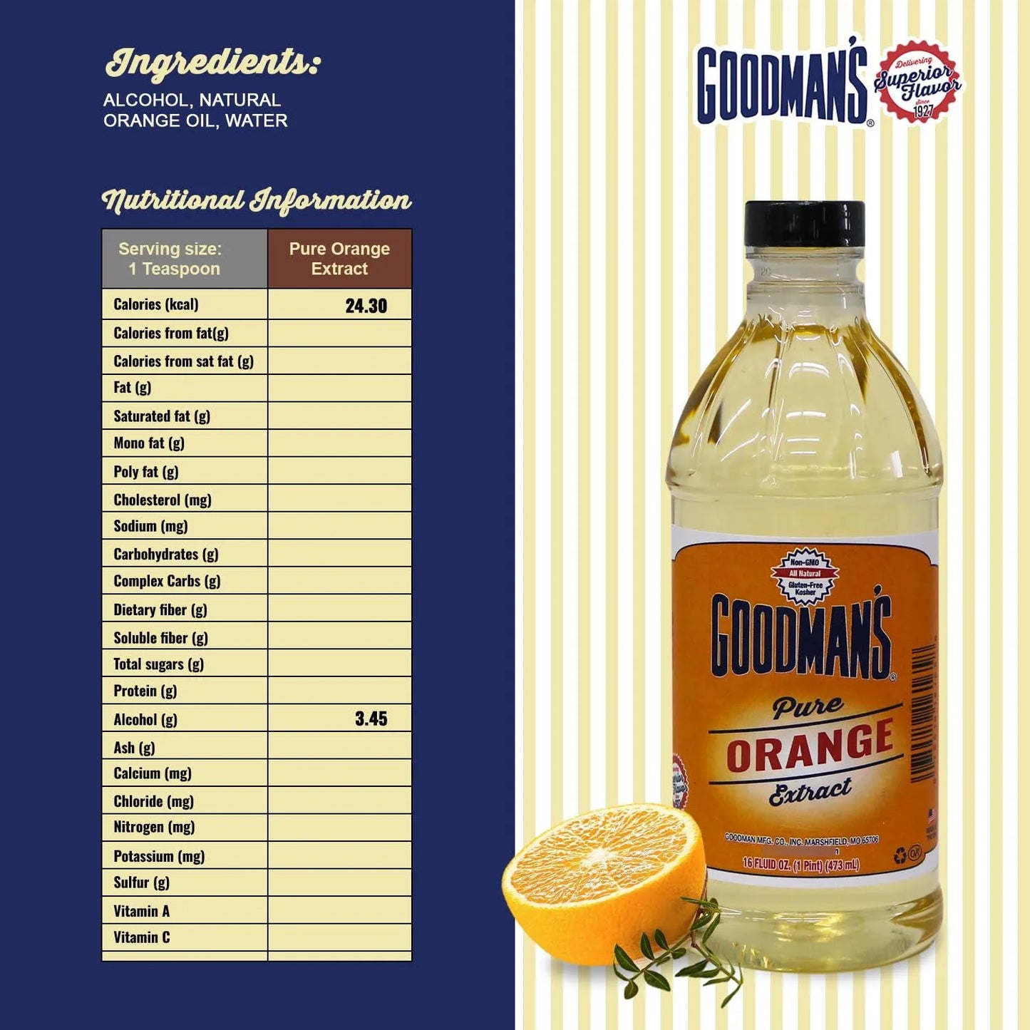 Extracto De Naranja Puro Natural Sin Gluten Bajo En Calorías Y Carbohidratos