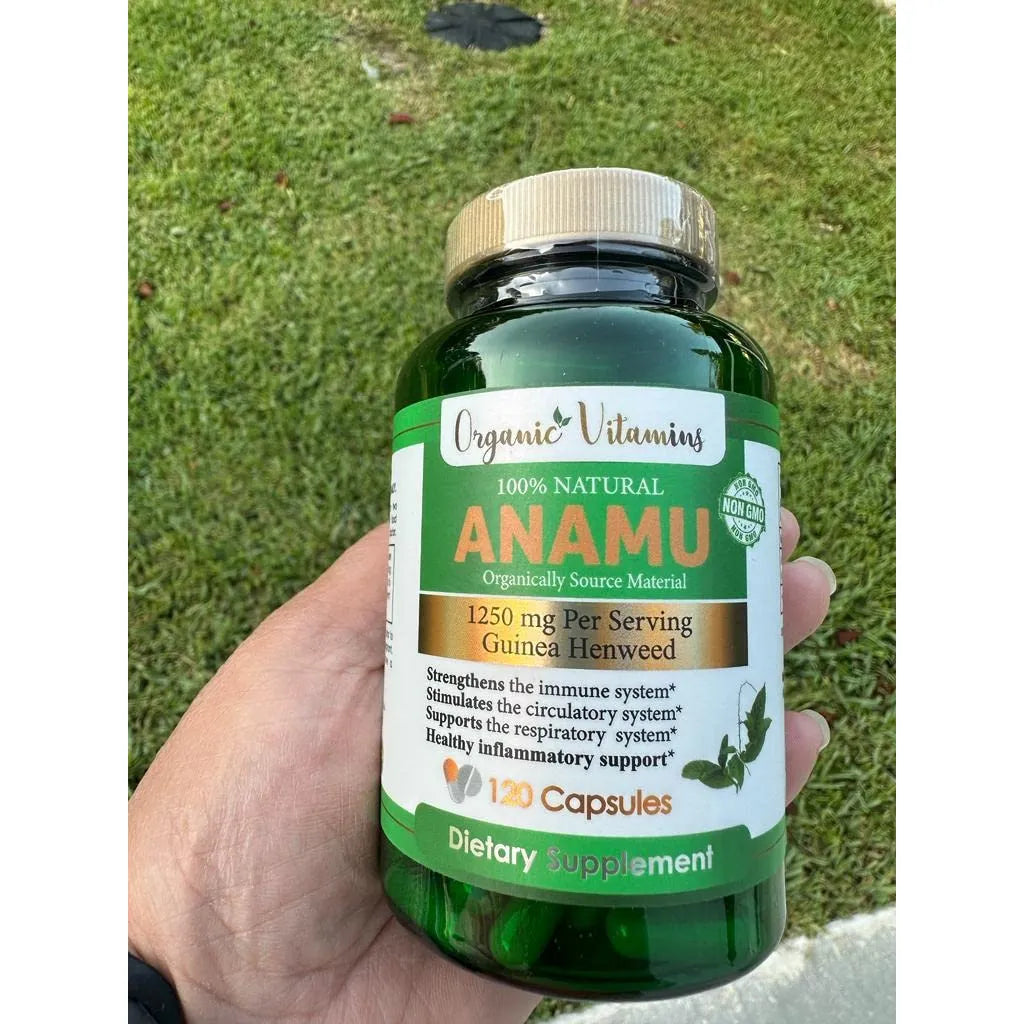 Vitaminas Orgánicas Anamu 1250mg 120 Cápsulas Cultivo Orgánico Eeuu