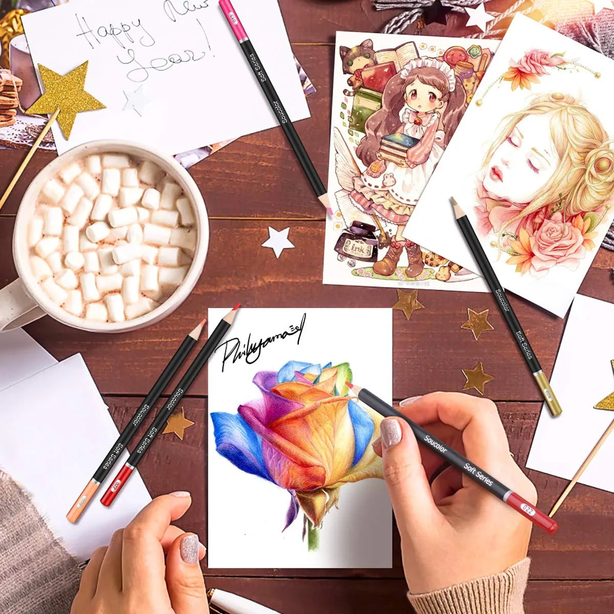 Soucolor 72 Lápices De Colores Con Caja De Lata Para Arte Y Escuela