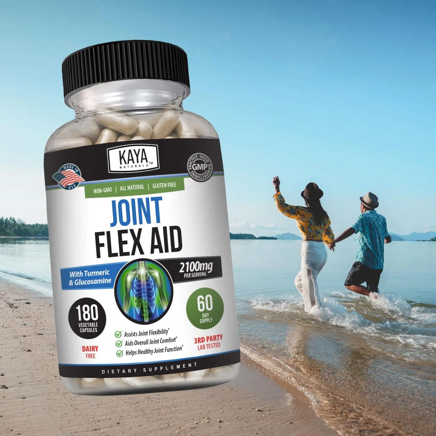 Kaya Naturals Joint Flex Aid Cápsulas De Cúrcuma Para Articulaciones 180 Unidades