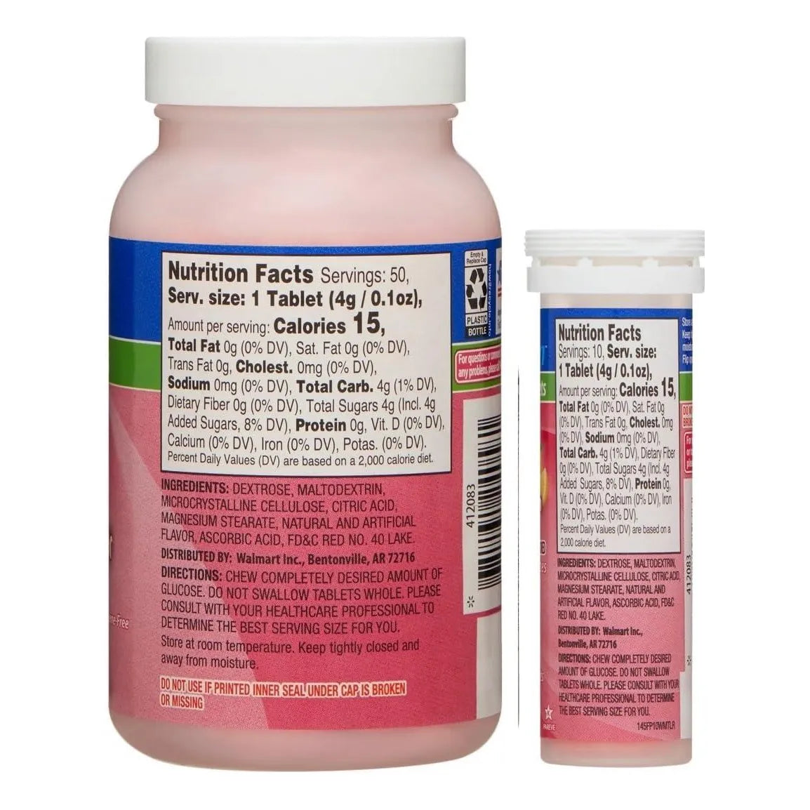 Tabletas De Glucosa Relion 50 Unidades Sabor Fruta Portátil