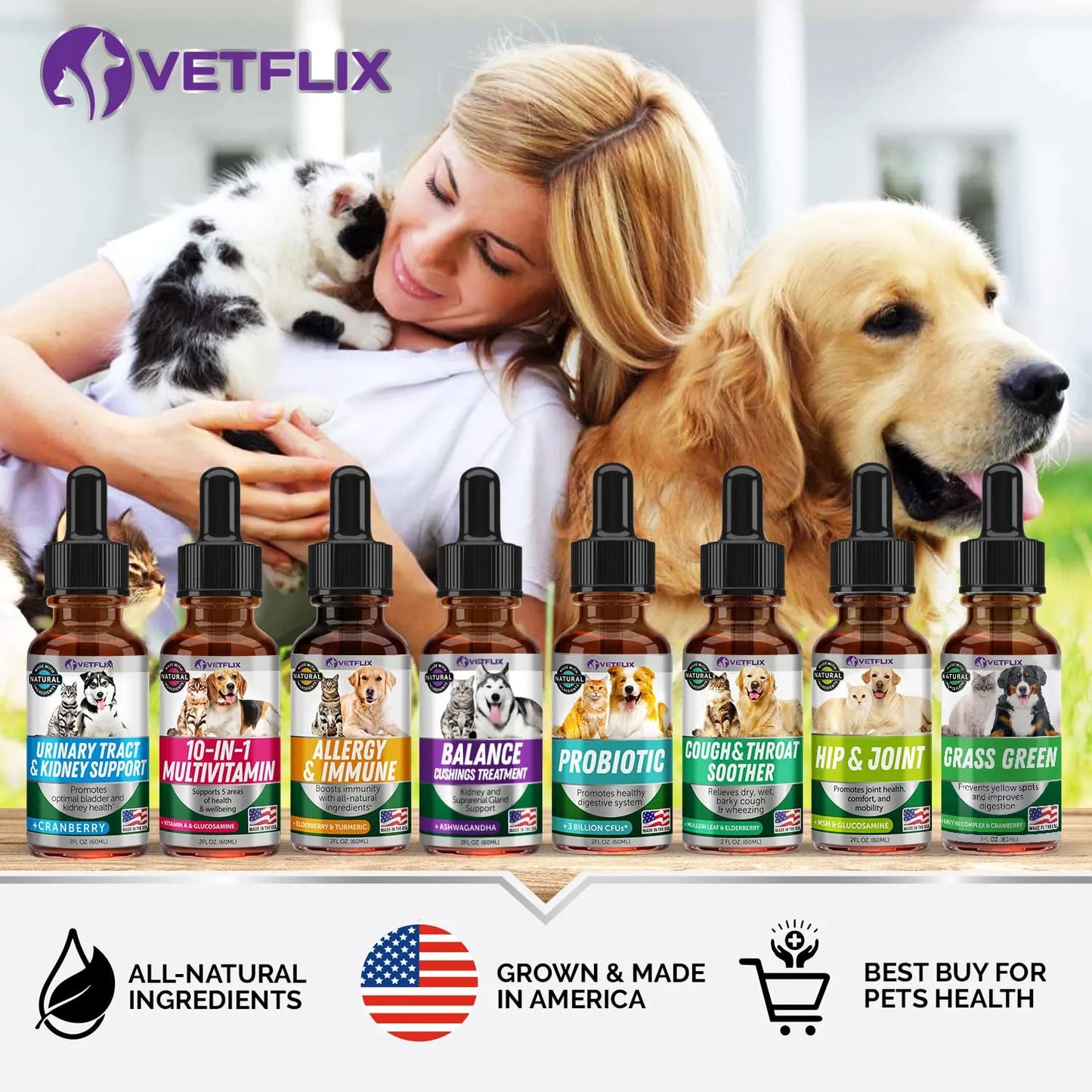 Soporte Suprarrenal Para Perros Y Gatos Tratamiento Natural Cushings Vetflix Gotas 60 Ml