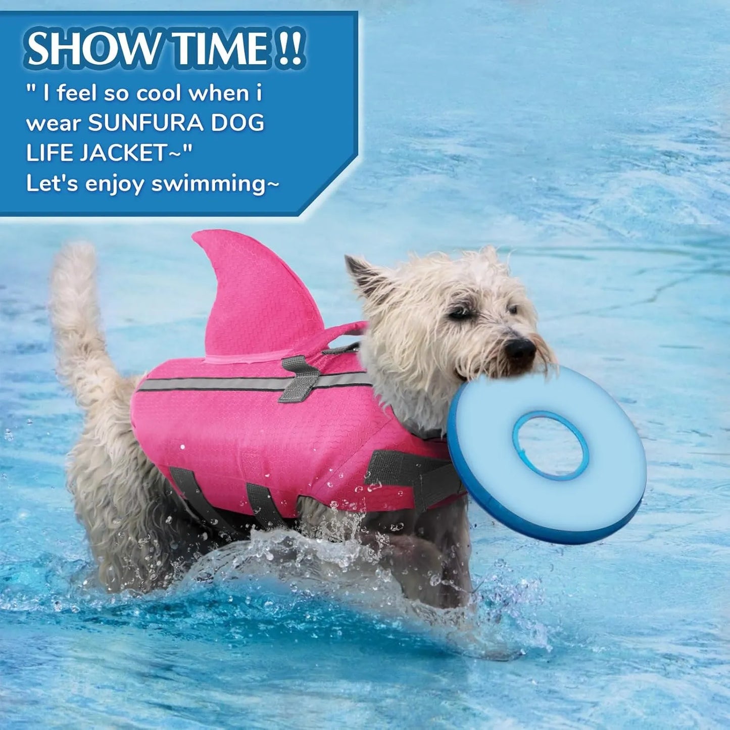 Chaleco Salvavidas Para Perros Con Rayas Reflectantes Diseño Tiburón Flotabilidad Superior