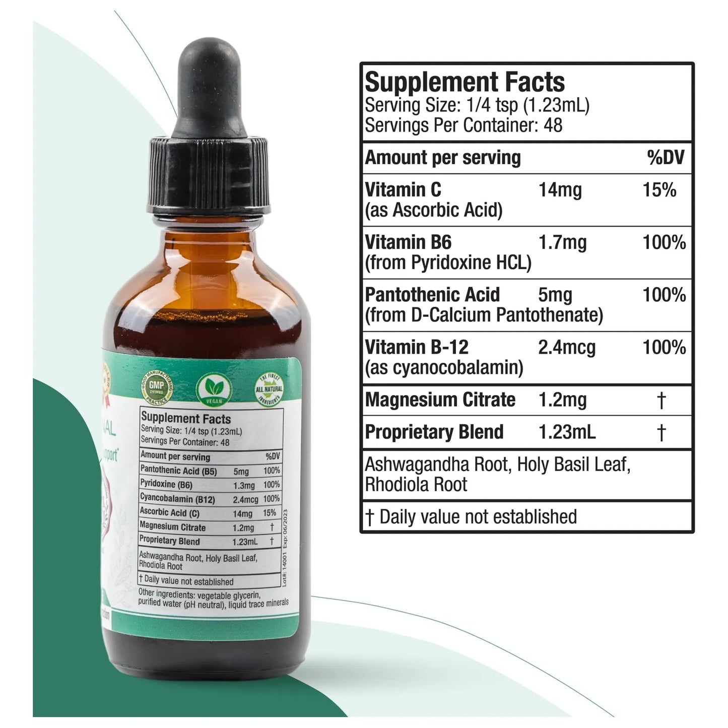 Tintura Avanzada Apoyo Suprarrenal Liquido Ashwagandha Vitaminas B Magnesio