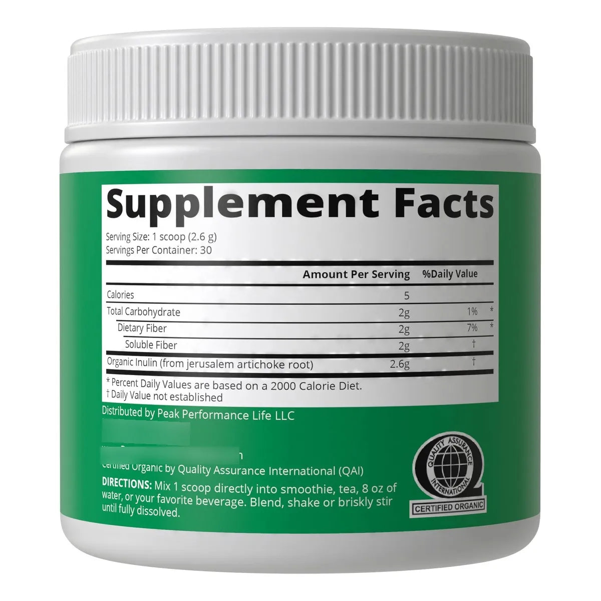 Polvo De Inulina Orgánica Fibra Prebiótica Natural Para Salud Intestinal Vegano Y Sin Alergenos