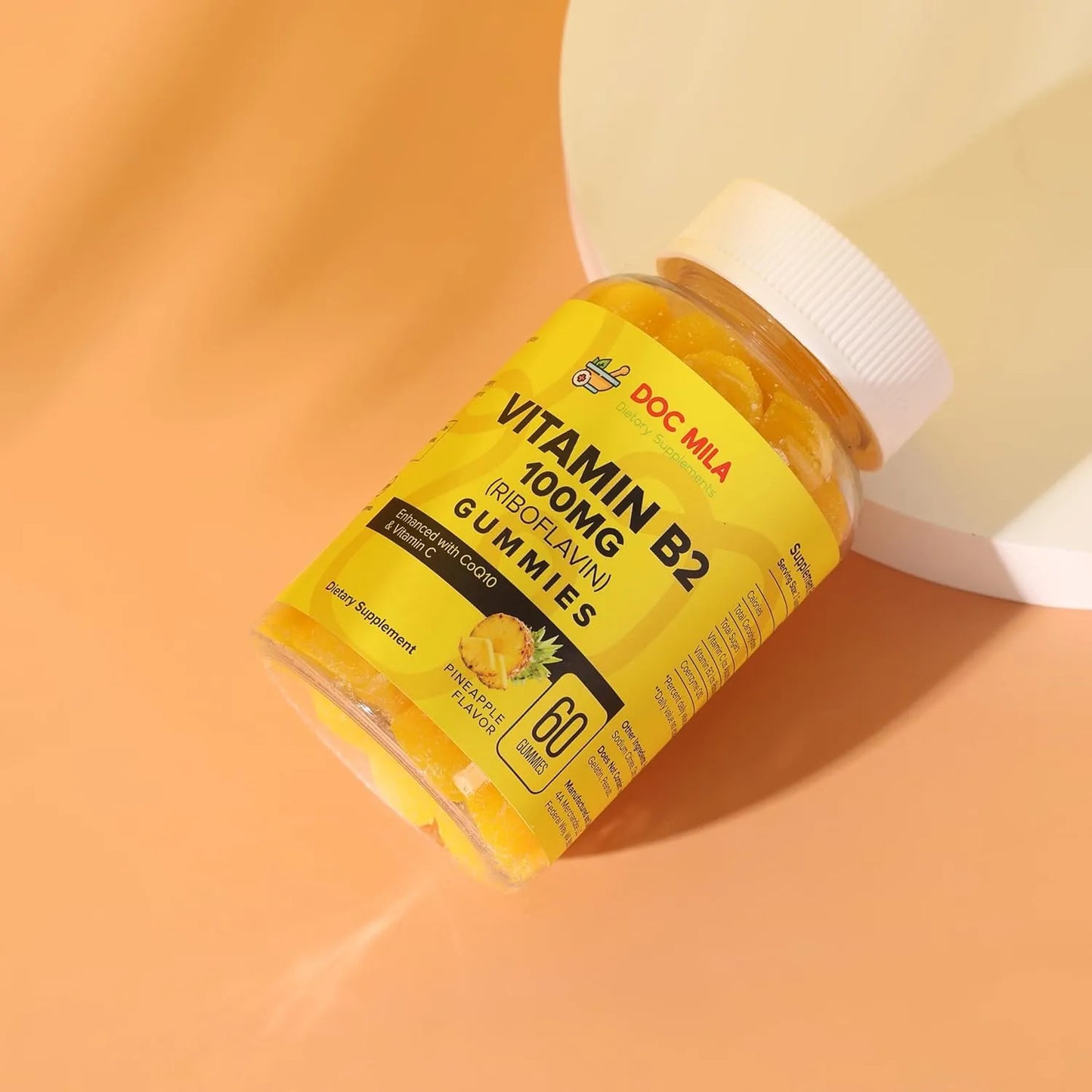 Gomitas De Riboflavina 100 Mg Sabor Piña Alivio Migraña Adultos Niños
