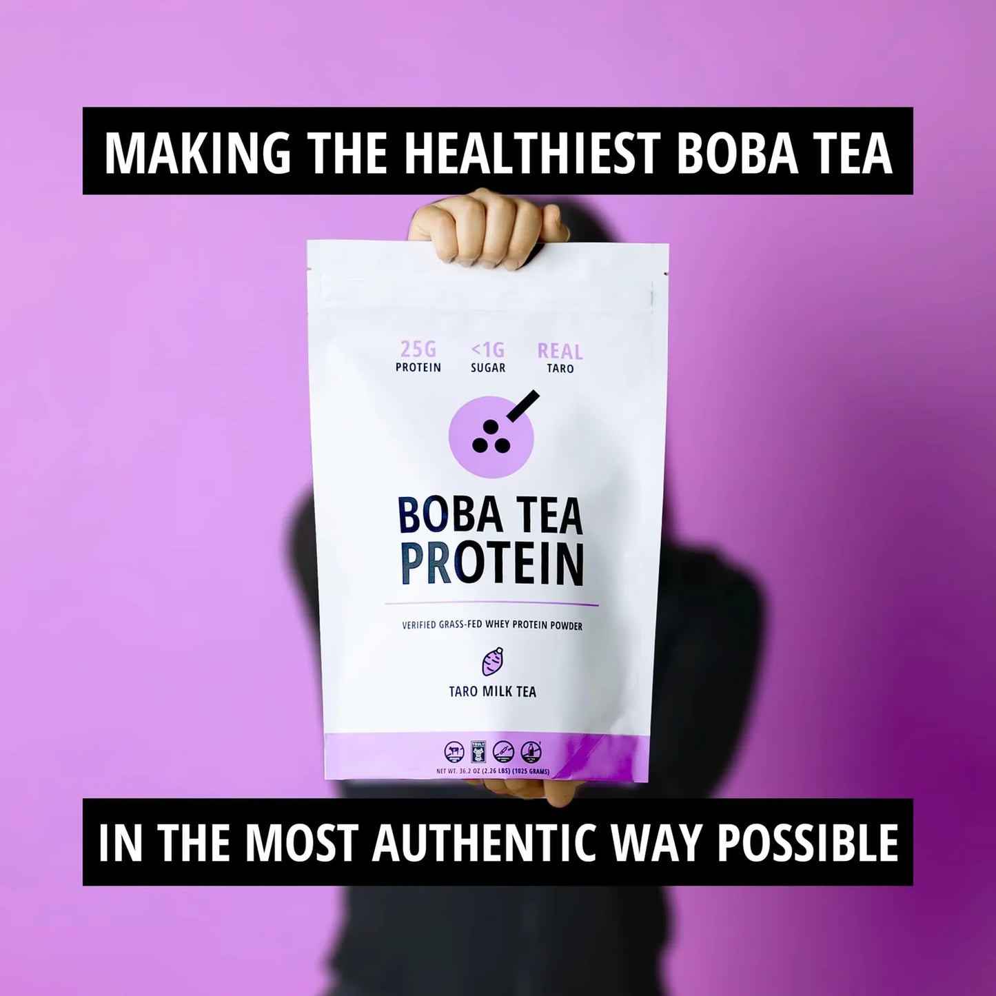 Té De Burbujas De Leche De Taro Con Proteína De Suero Alimentado Con Pasto