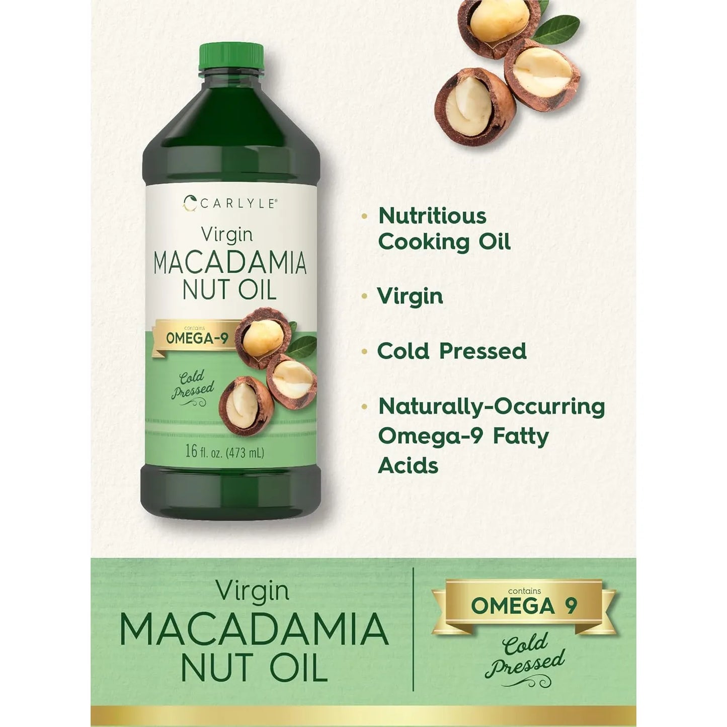 Aceite De Nuez De Macadamia Prensado En Frio 473 Ml X 3 Und Carlyle Premium