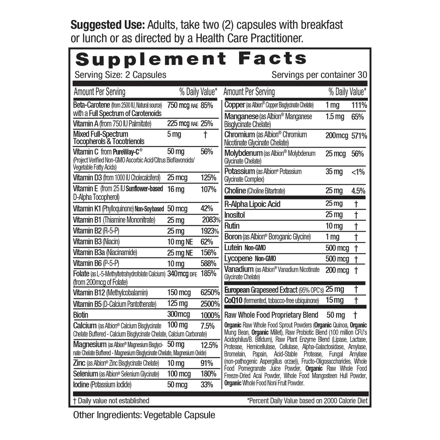 Suplemento Multivitamínico Premium Con Vitamina C Complejo B Coq10 Zinc Probióticos 60 Cápsulas