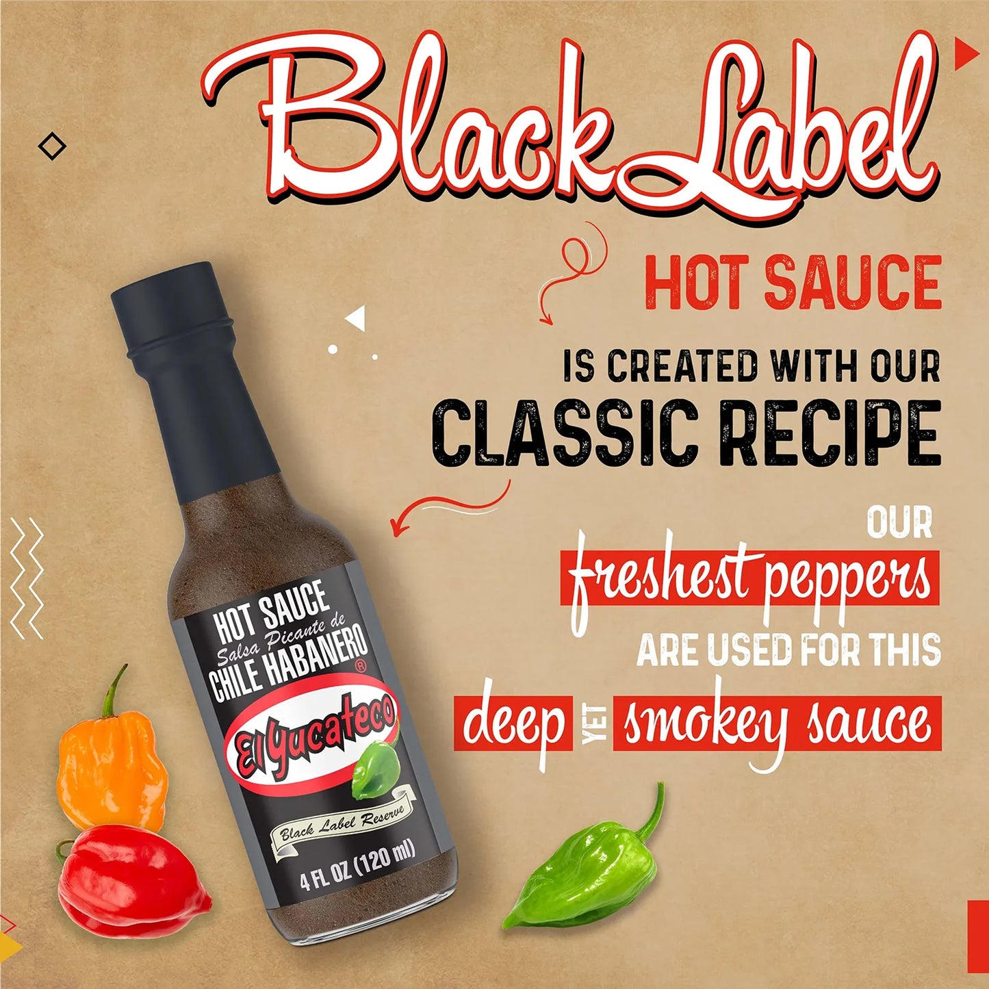 Salsa Habanero Black Label Reserve 118ml Sabor Ahumado Sin Gluten