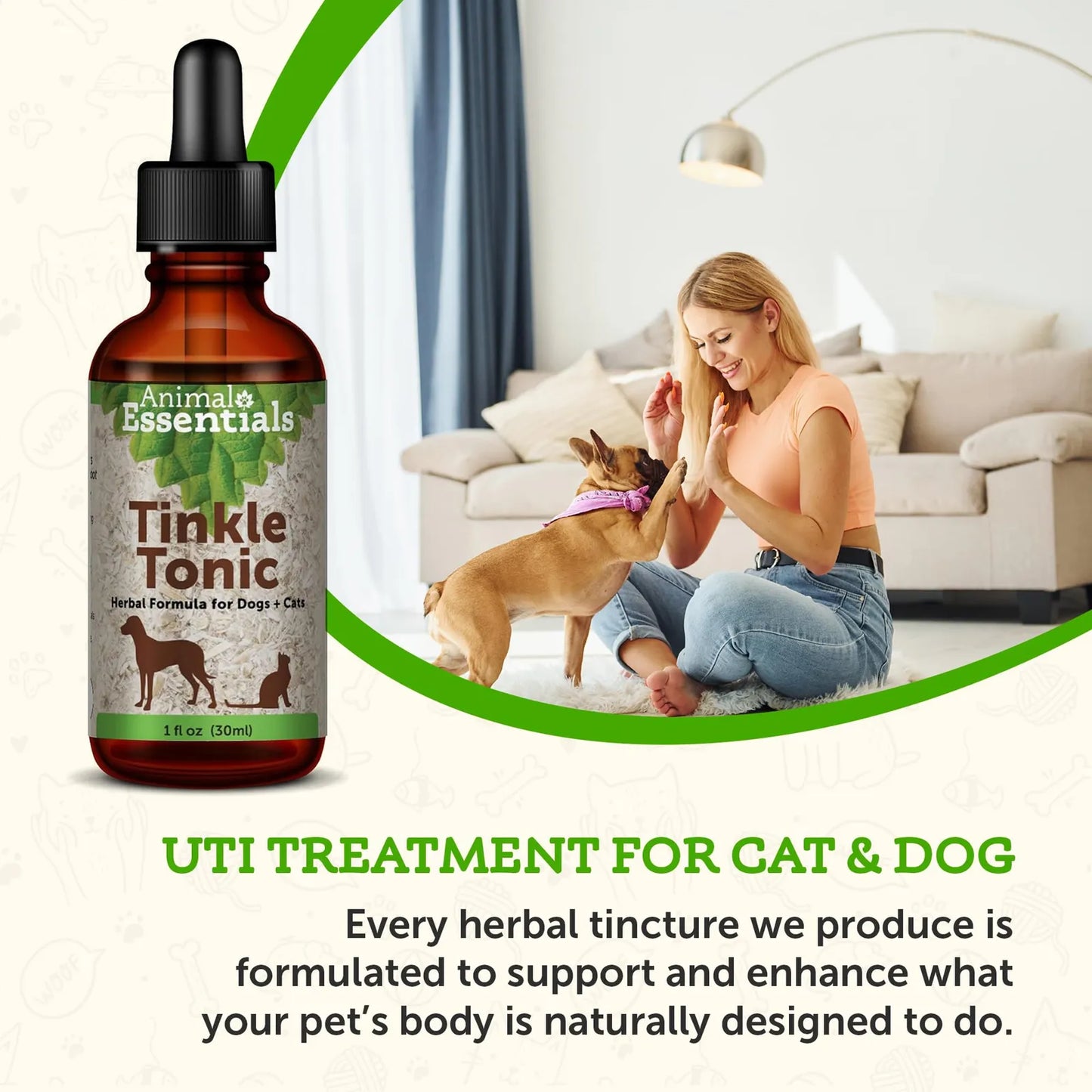 Tinkle Tonic Suplemento Urinario Para Mascotas Hierbas 100 Organicas 30 Ml