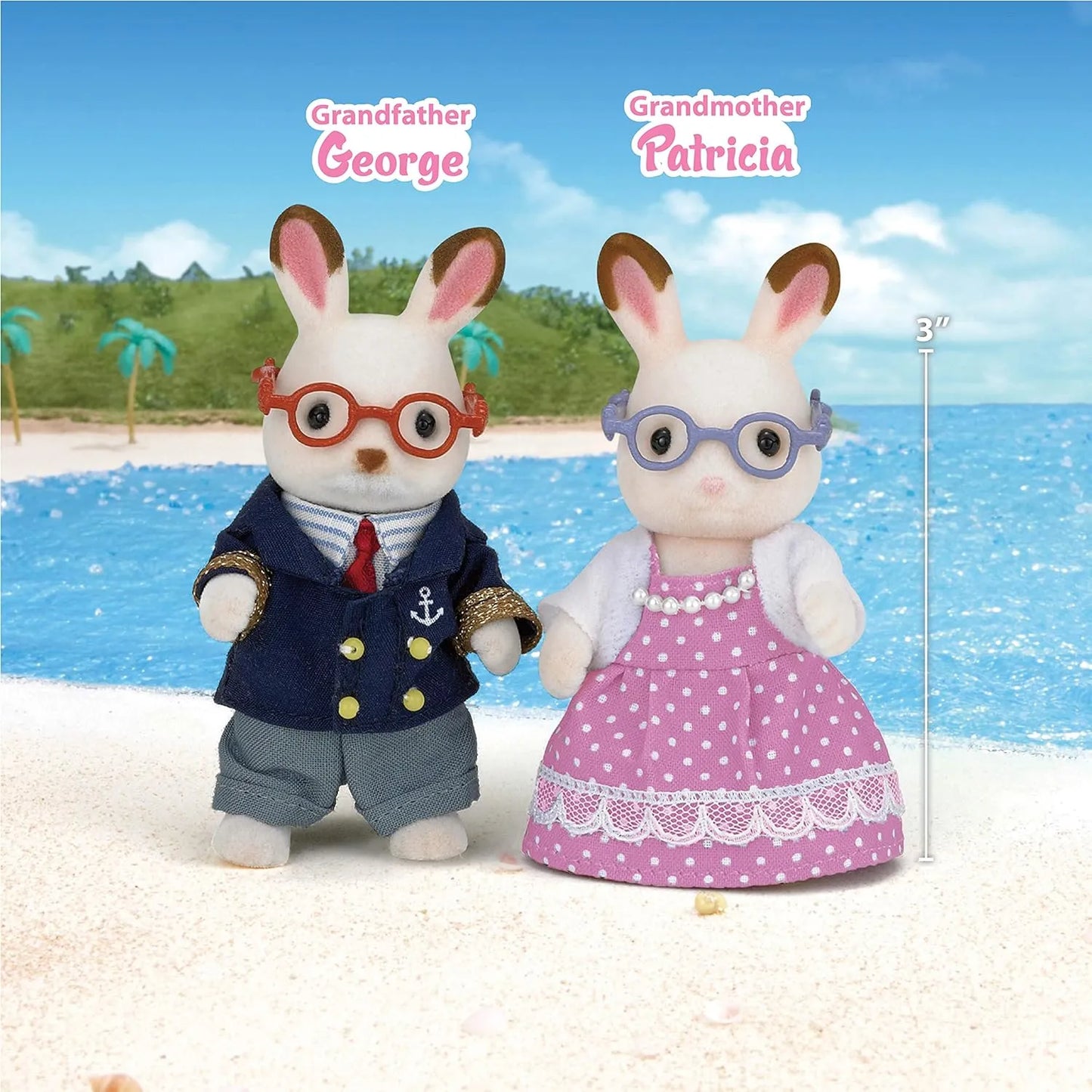 Calico Critters Abuelos Conejo Hopscotch Muñecos Articulados 2 Pcs Suaves Y Vestibles