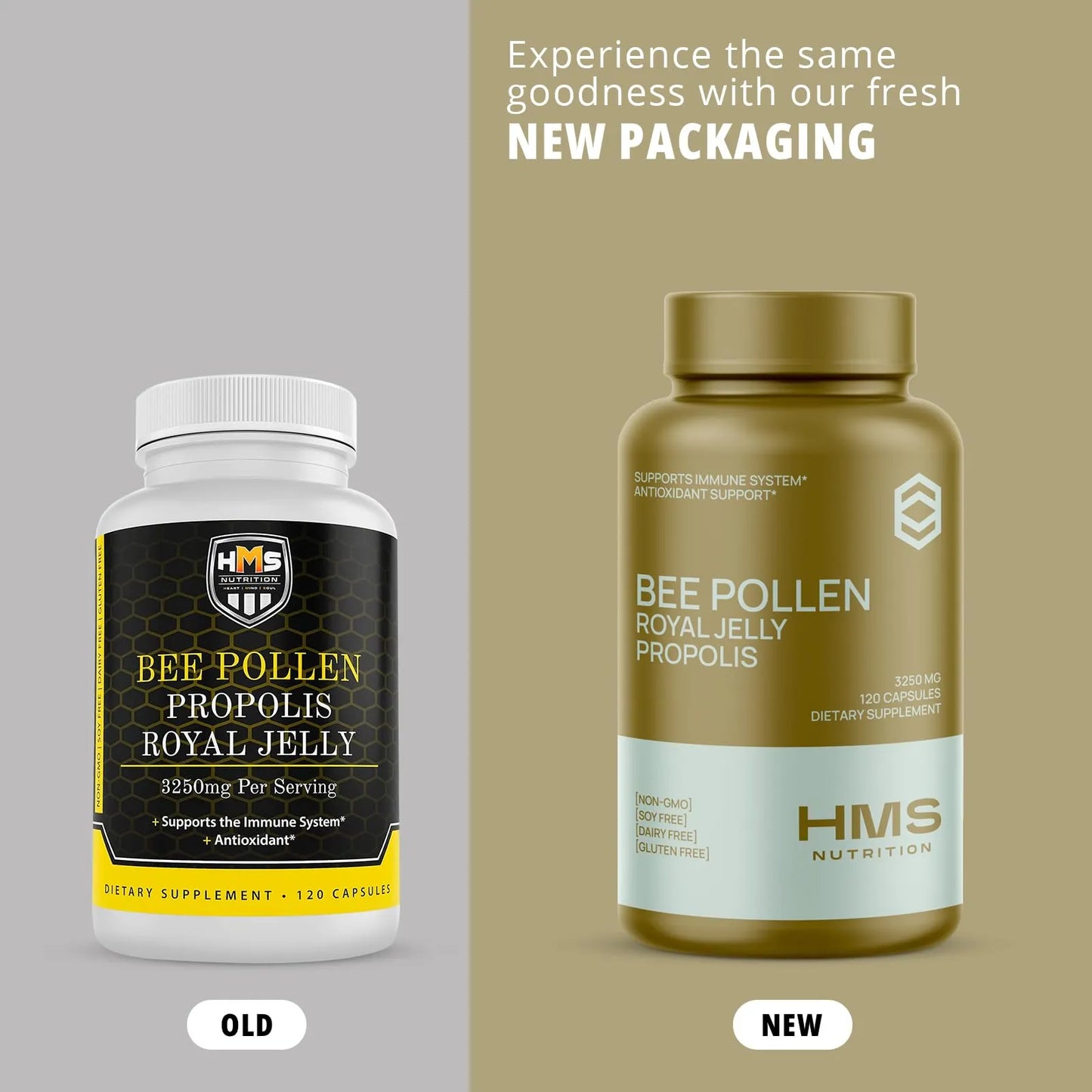 Polen De Abeja Premium Con Propóleo Y Jalea Real 3250 Mg 120 Cápsulas Vegetarianas