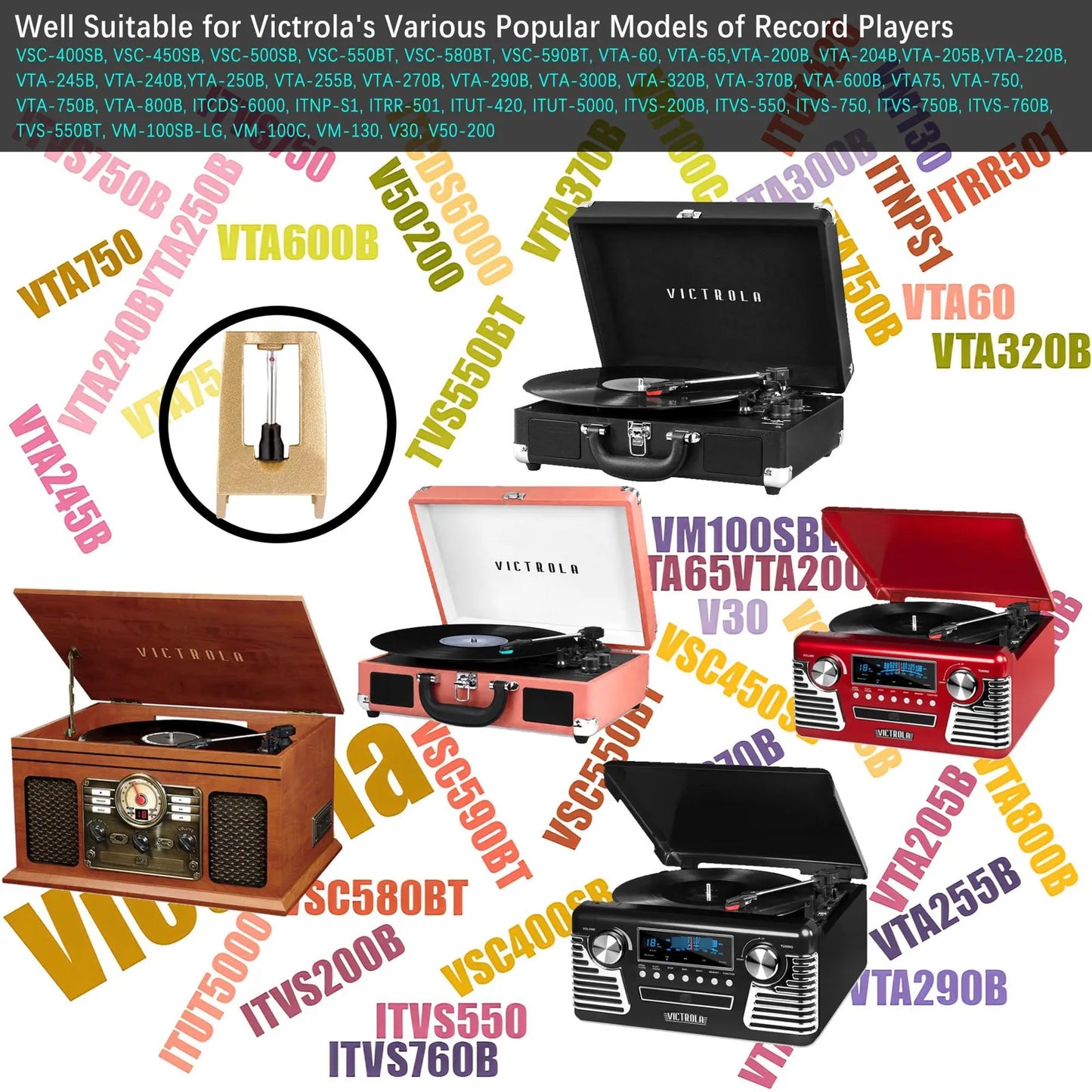 Pack De 3 Agujas Diamante Para Tocadiscos Vinilo Con Cepillo Limpieza Sonido Premium