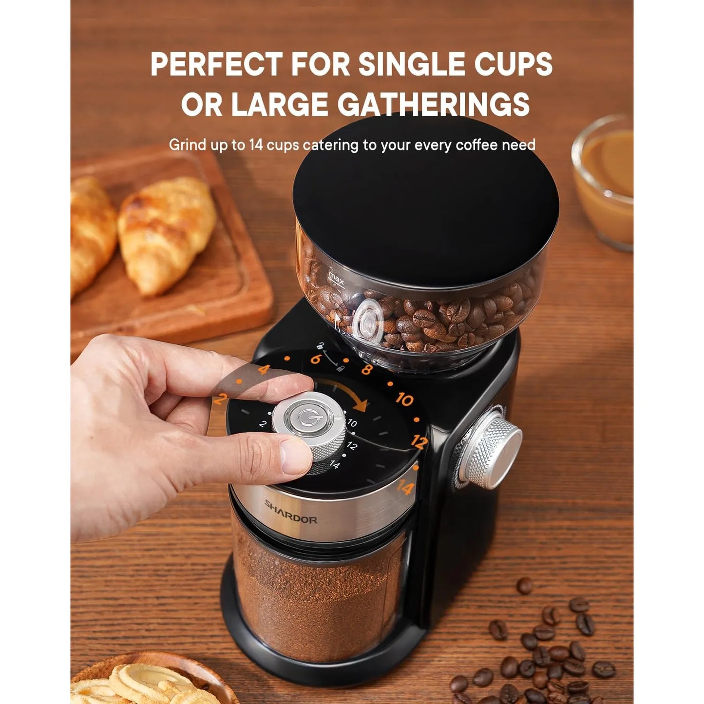 Molinillo De Café Eléctrico Shardor 2.0 16 Niveles Molienda Ajustable Envío Gratis