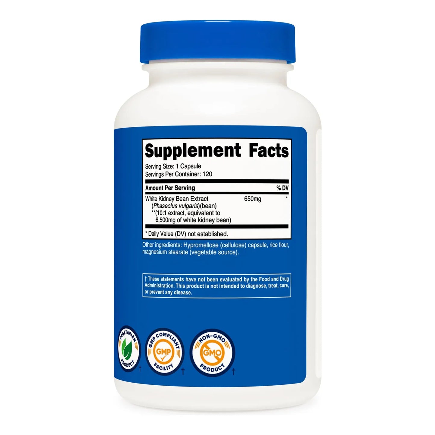Extracto De Frijol Blanco 650 Mg 120 Cápsulas Vegetarianas Sin Gluten Y Sin Omg