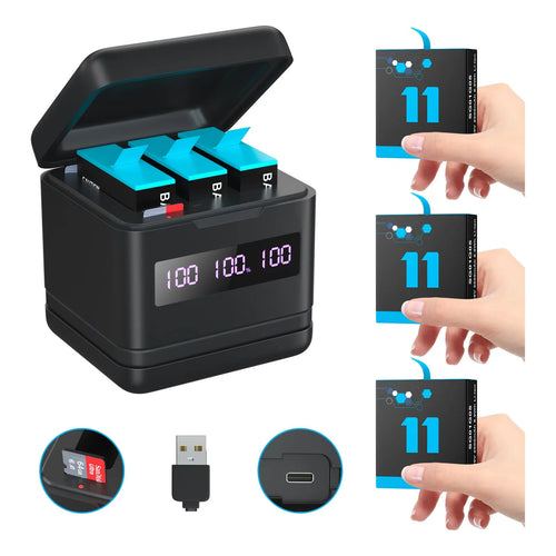 Baterías Recargables 2000 mAh Y Cargador Rápido Para GoPro Hero 9 10 11 12