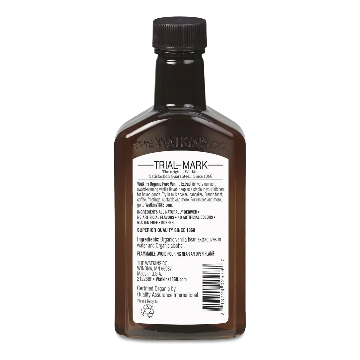 Extracto De Vainilla Orgánico Watkins 118 Ml Con Granos De Madagascar Puro Y Natural