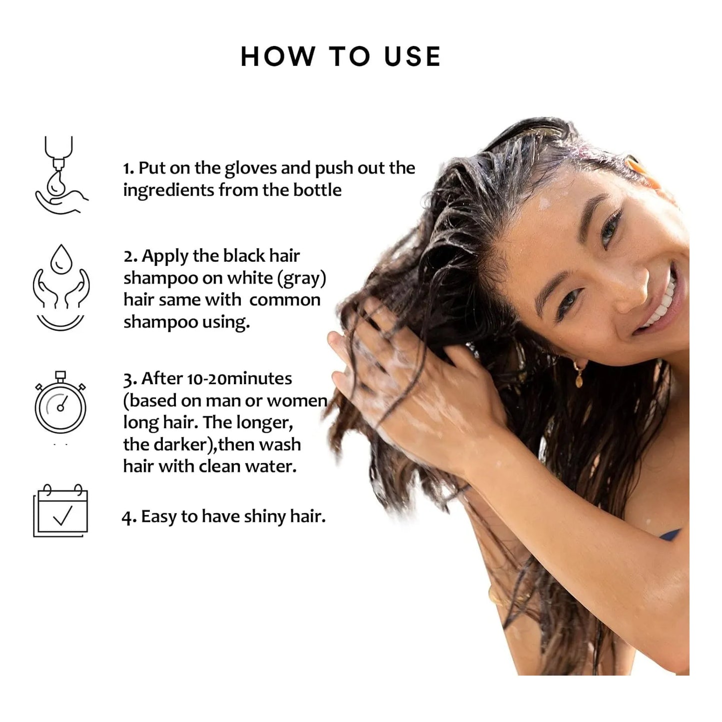 Champú Natural 3 En 1 Cobertura Canas Tinte Instantáneo Sin Daño Cabello