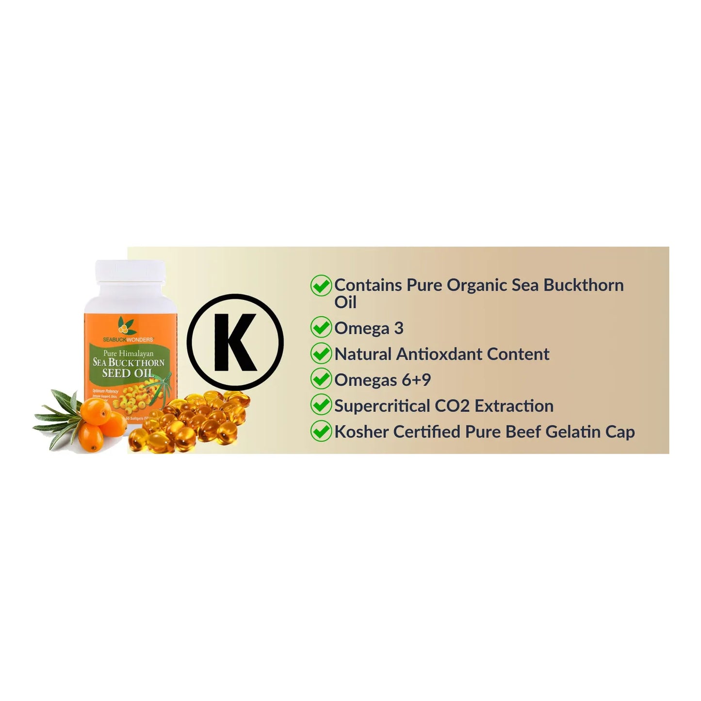 Aceite De Espino Amarillo Organico 60 Capsulas Blandas Puro Y Nutritivo