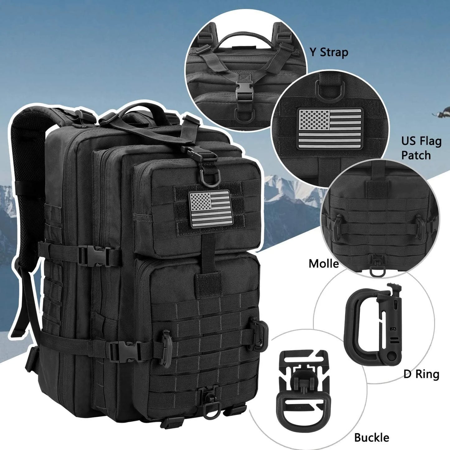 Mochila Táctica Militar Hannibal Tactical 36L Resistente Al Agua Sistema Molle