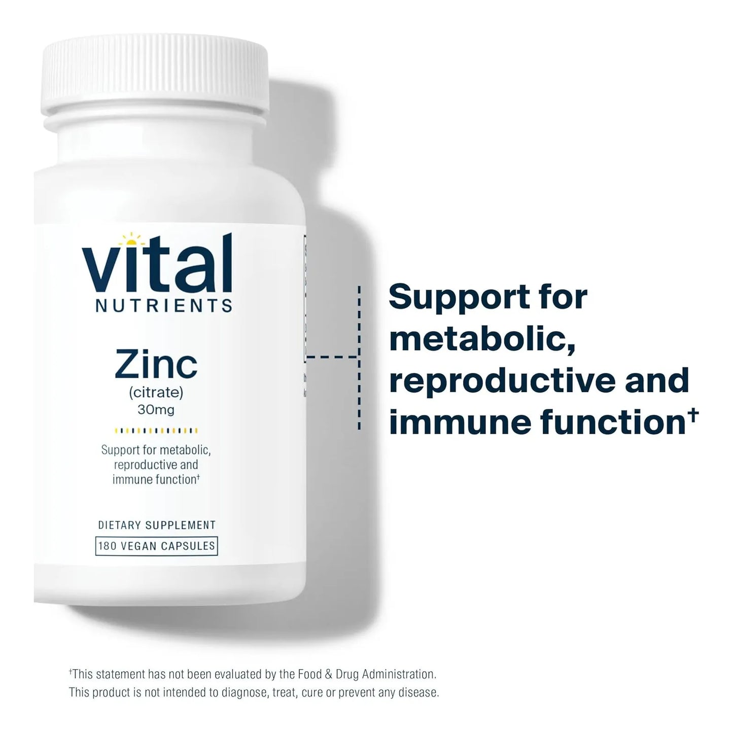 Citrato De Zinc 30 Mg 180 Capsulas Apoyo Inmunologico Vital Nutrients