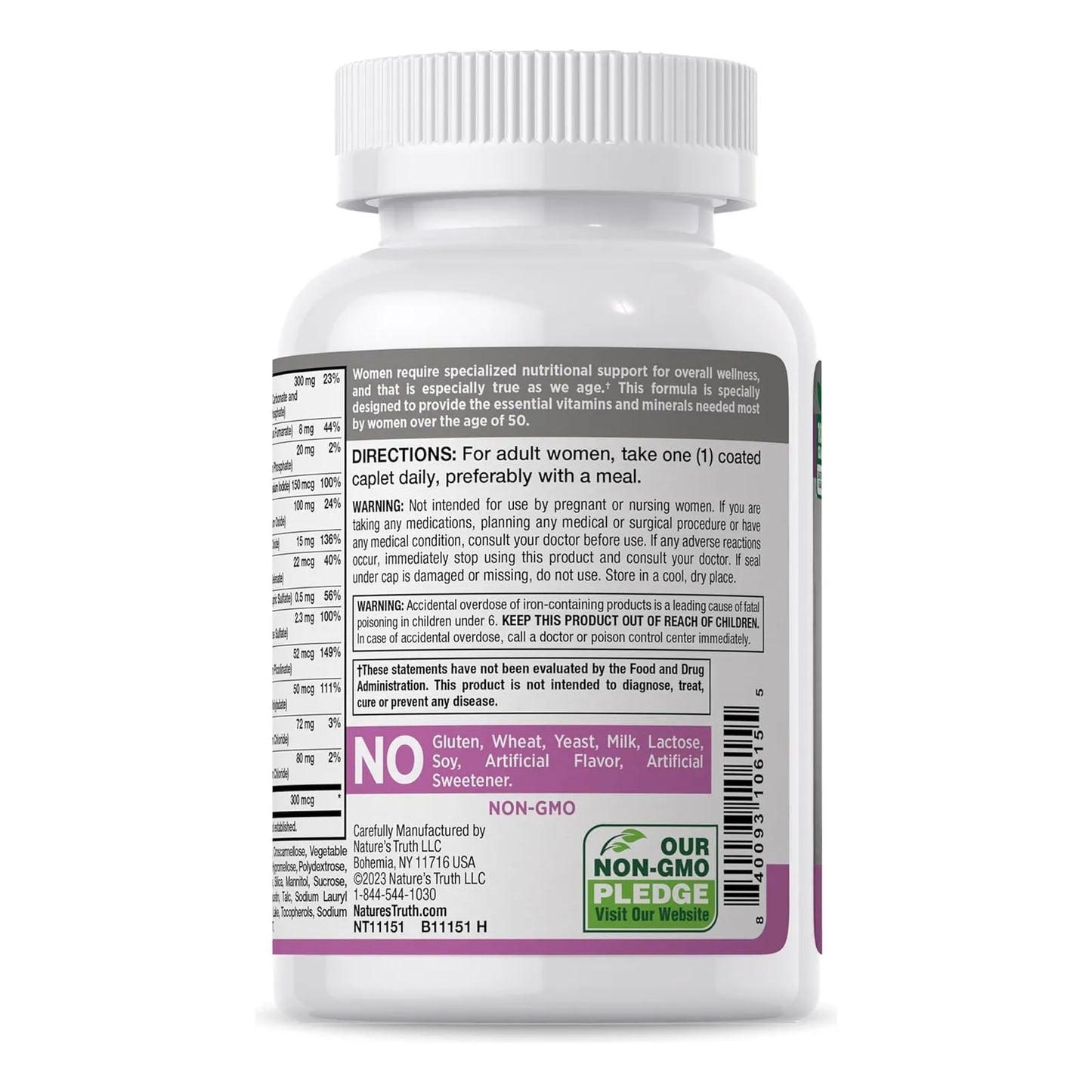 Multivitamínico Completo Para Mujeres Mayores De 50 Años Nature's Truth 100 Cápsulas