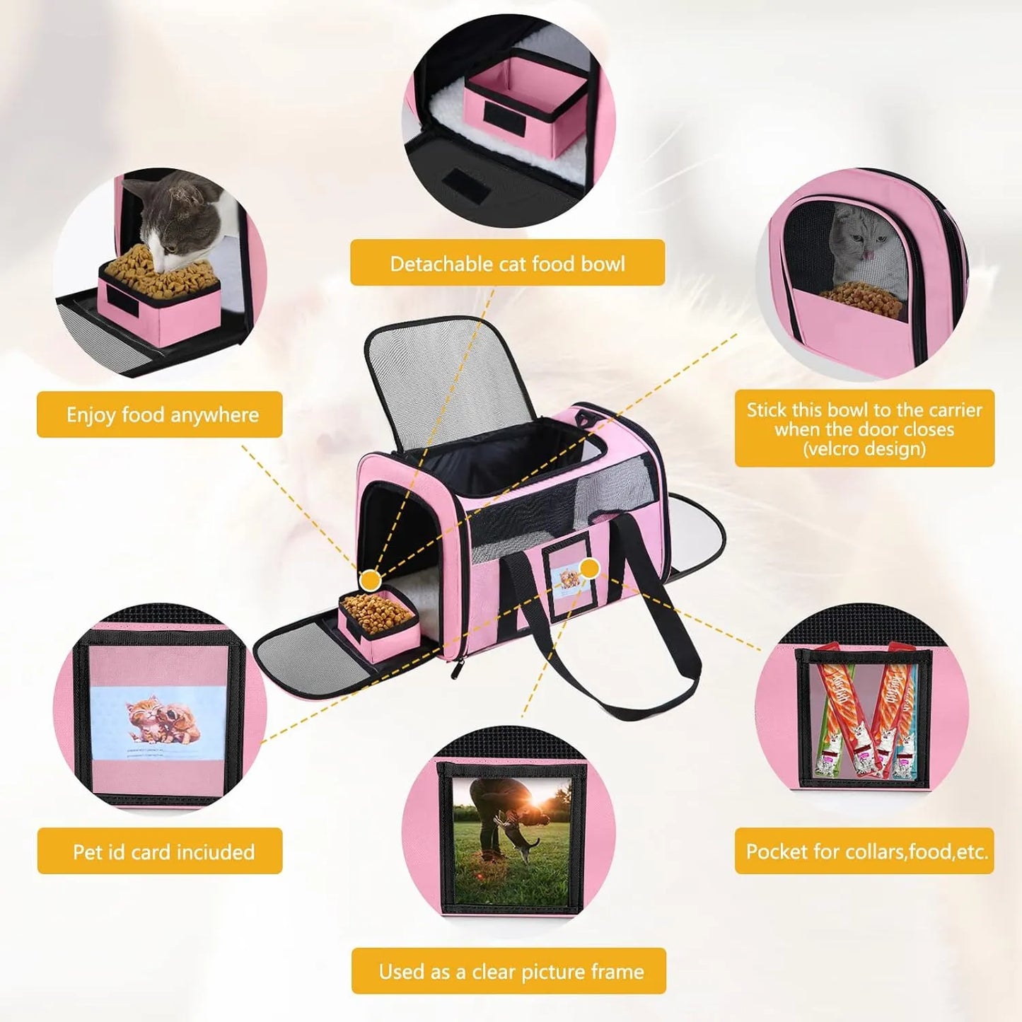 Transportador Para Mascotas Aprobado Por Aerolíneas Plegable Y Suave Color Rosa