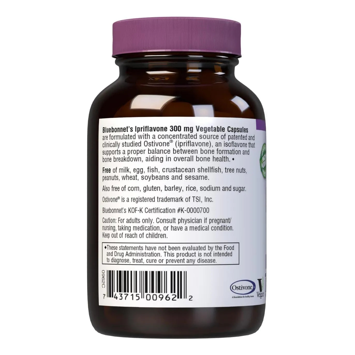 Ipriflavona 300 Mg Para Salud Ósea Fuente De Ostivona 60 Cáp