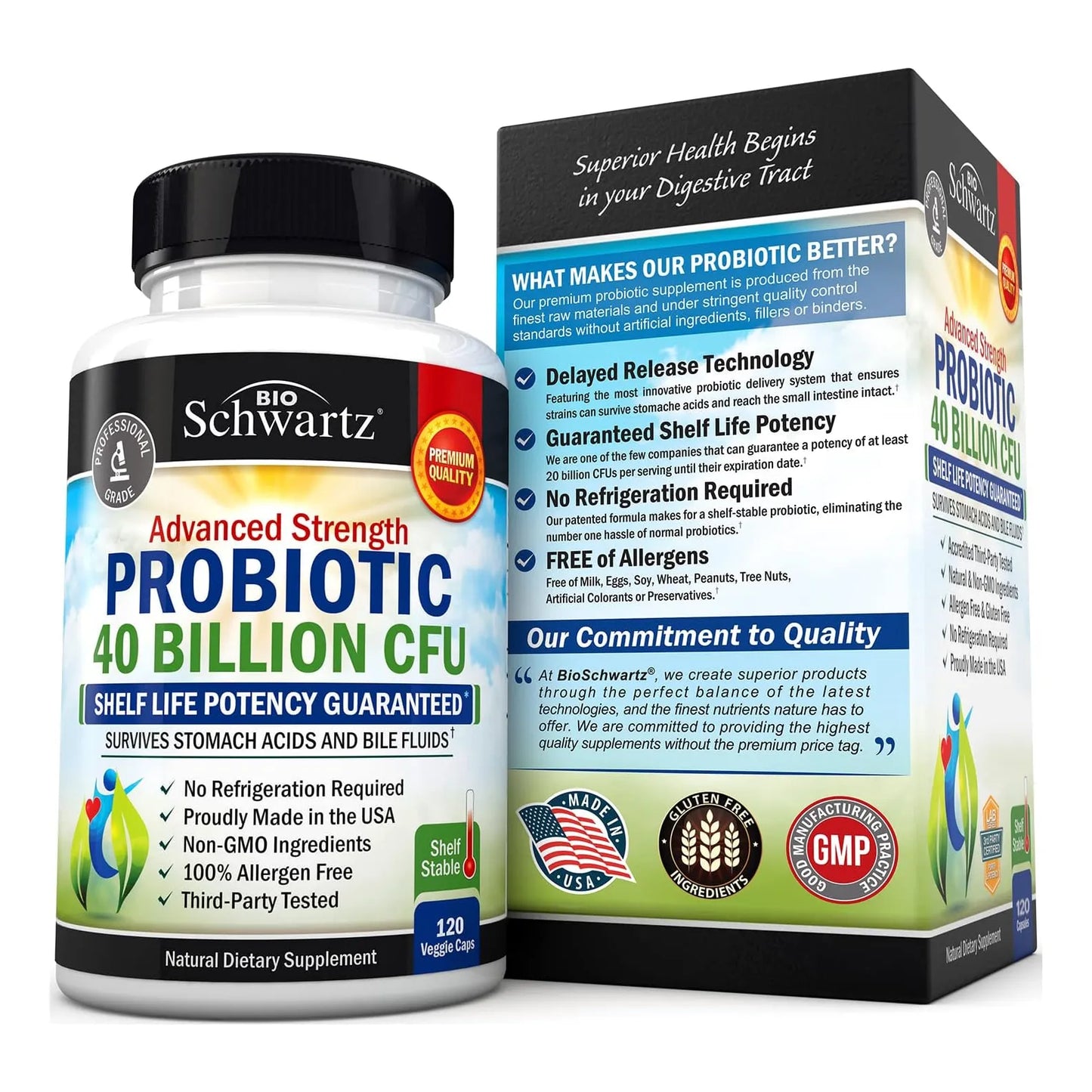 Probiotico 40 Billones Ufc Con Astragalo Y Lactobacillus Acidophilus Para Digestión E Inmunidad