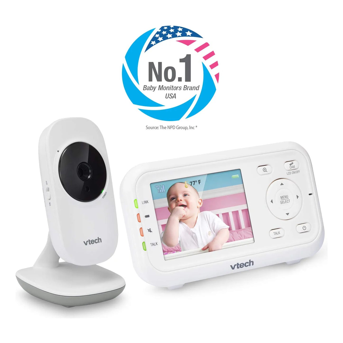 Monitor De Video Vtech Pantalla Lcd 2.8 Vm3252 Largo Alcance Vision Nocturna