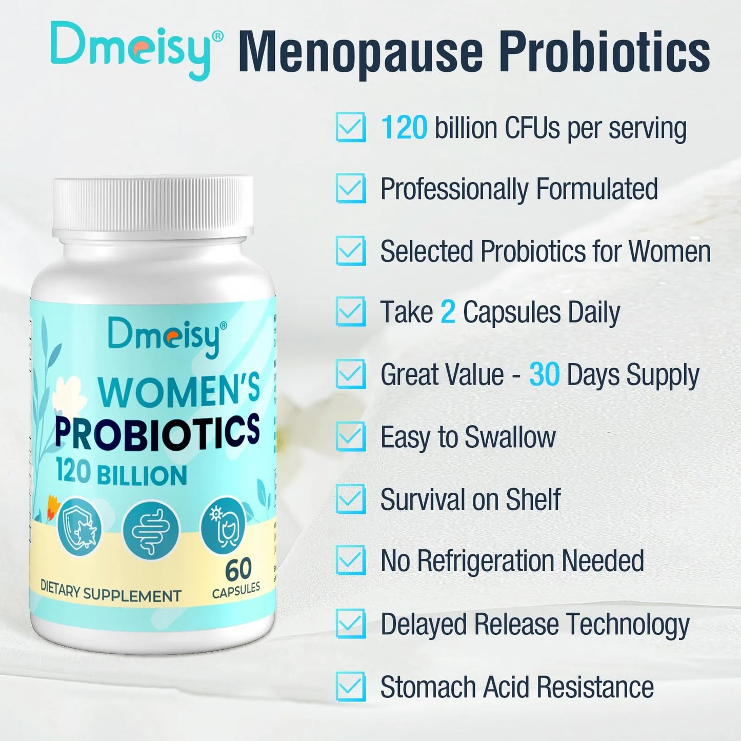 Probióticos 13 En 1 Para Mujeres 120 Mil Millones UFC Alivia Menopausia Sofocos Digestión