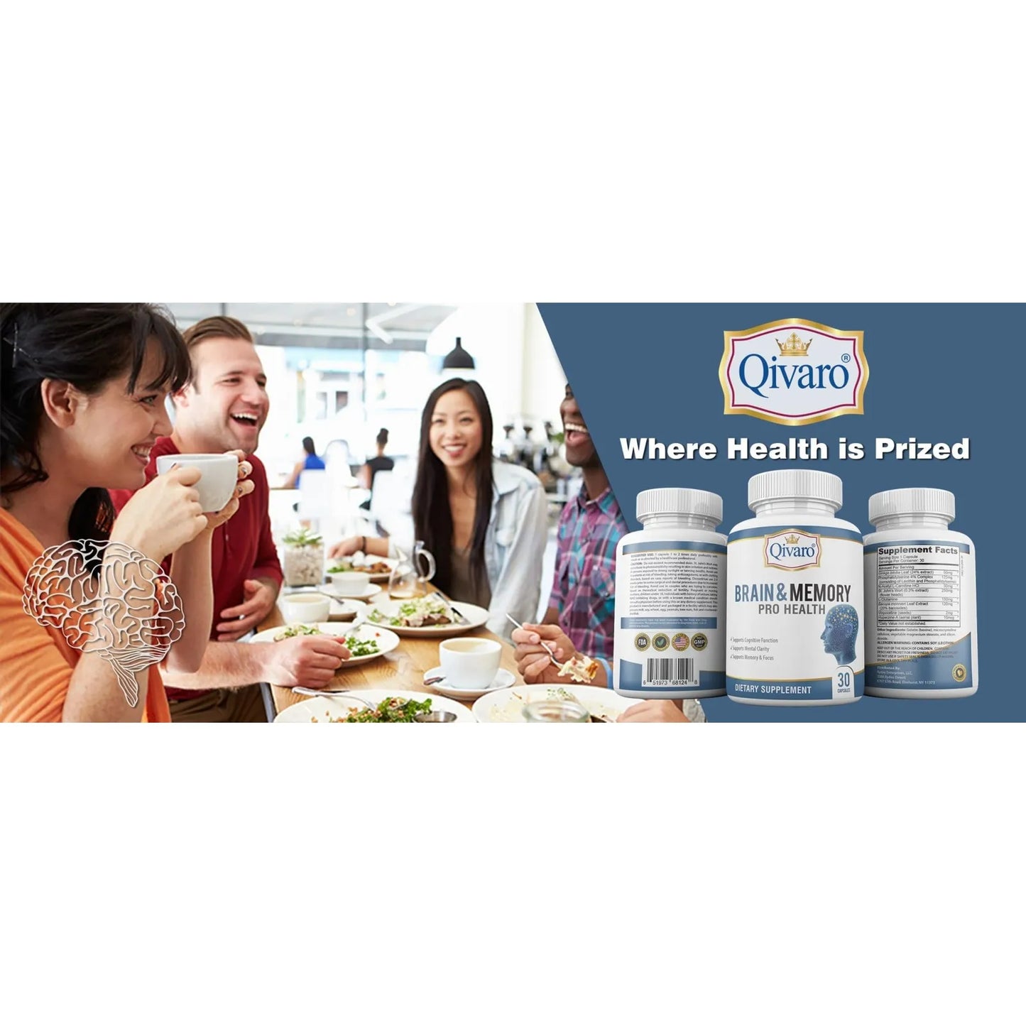 Brain Memory Pro Health Suplemento Cognitivo 30 Capsulas Natural