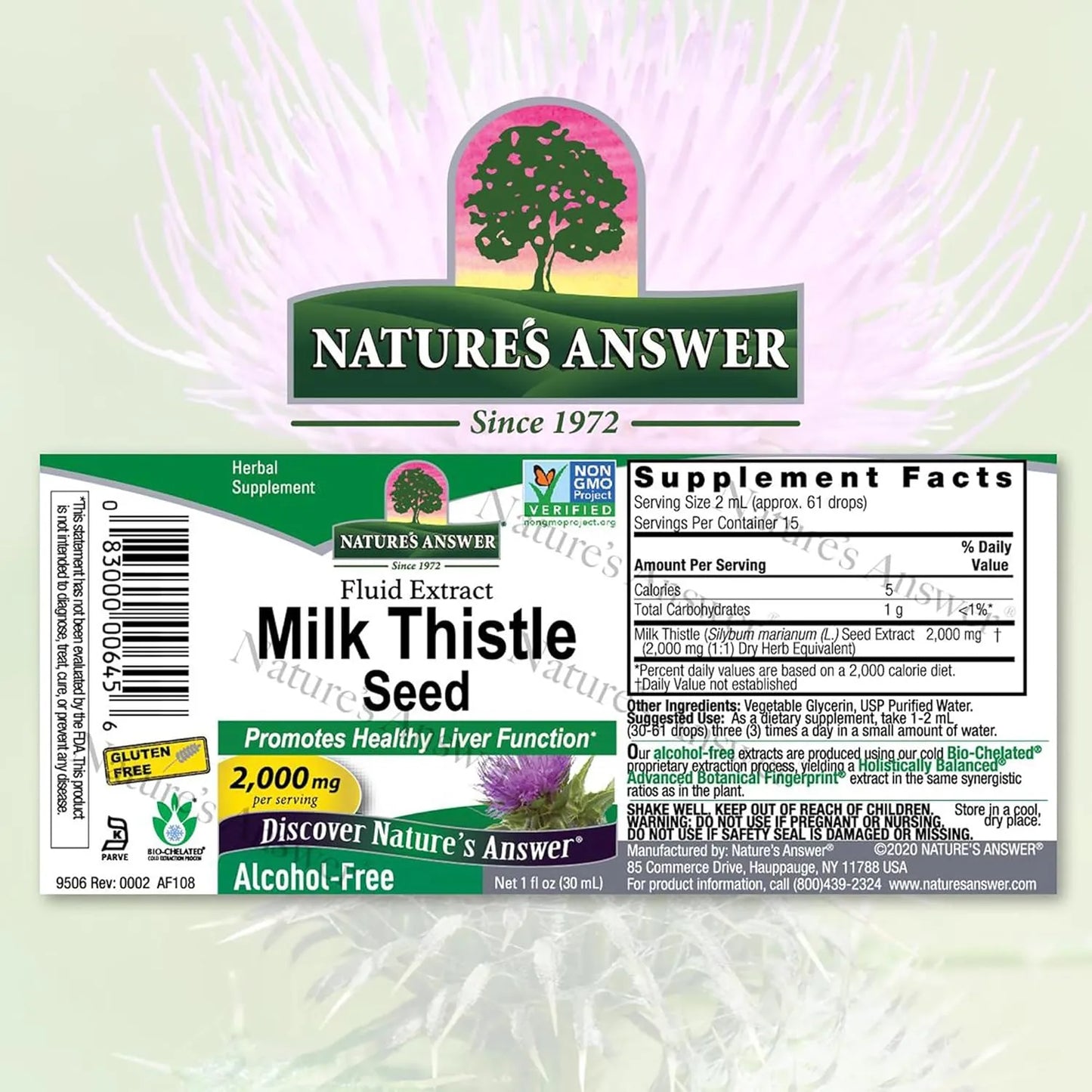 Extracto Liquido De Cardo Mariano 30ml Nature's Answer Salud Hepatica