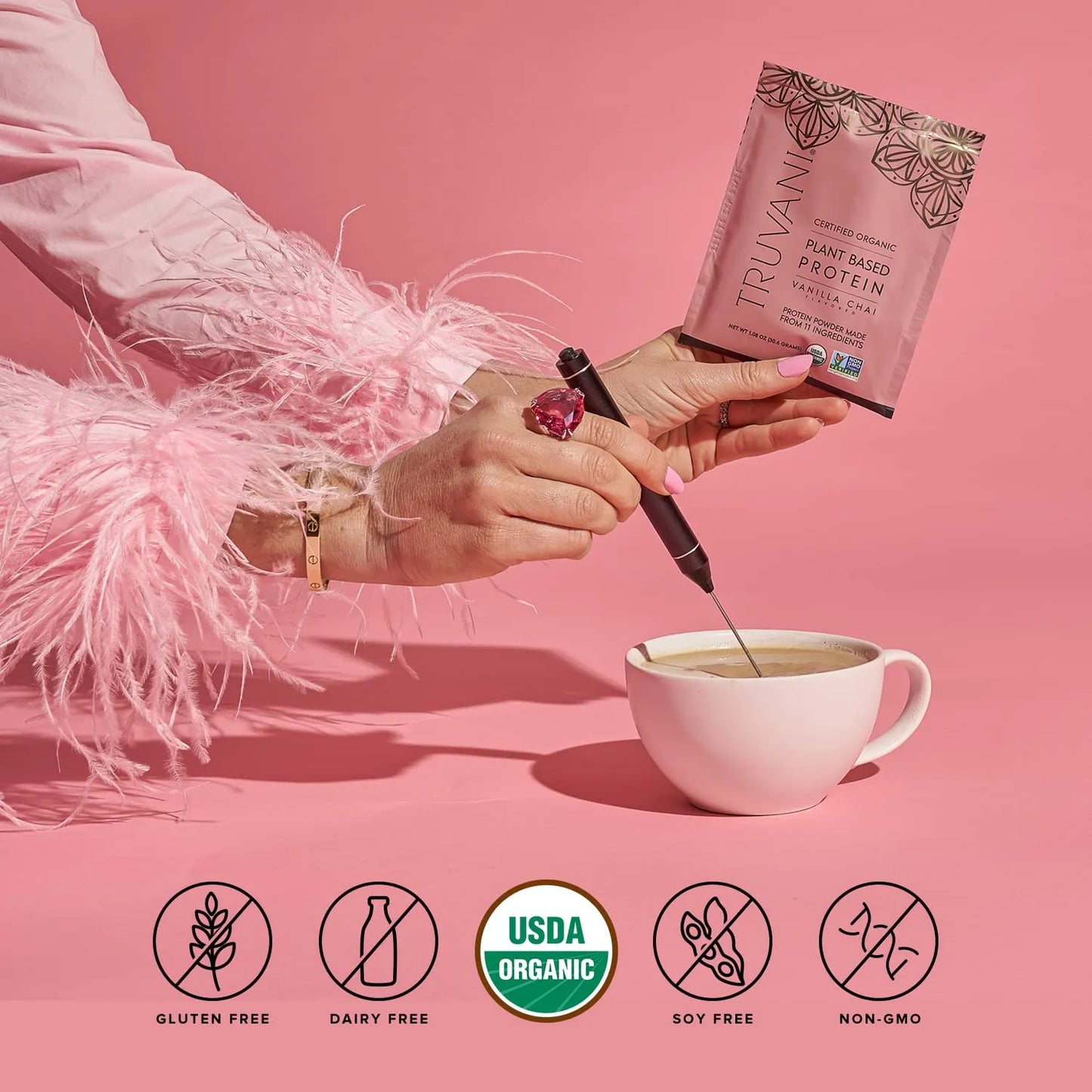 Proteína Vegana De Guisante En Polvo Sabor Vainilla Chai 20g Orgánica Keto Sin Gluten