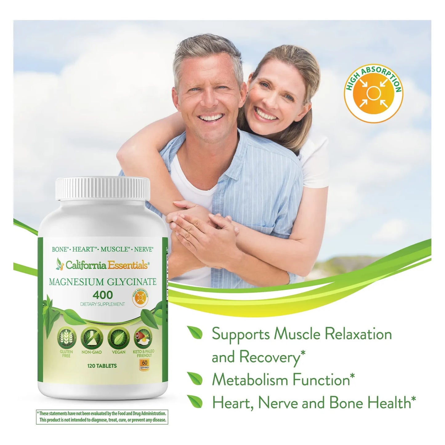 Glicinato De Magnesio 400 Mg Quelado Alta Absorción Alivio Muscular Y Soporte Óseo 120 Tabletas