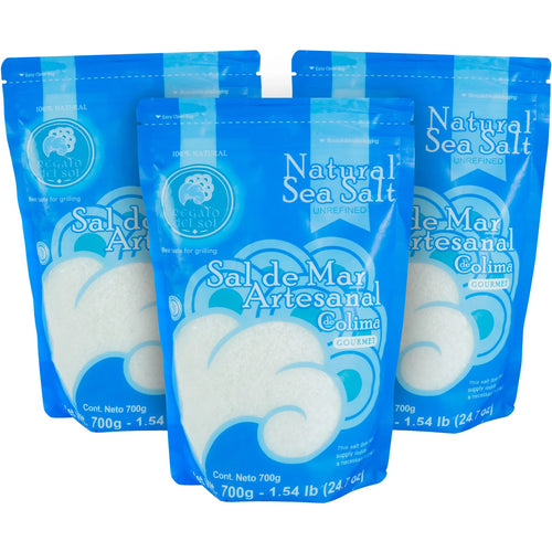 Sal Marina Artesanal Natural De Colima 700 G Paquete De 3 Gourmet Sin Refinar