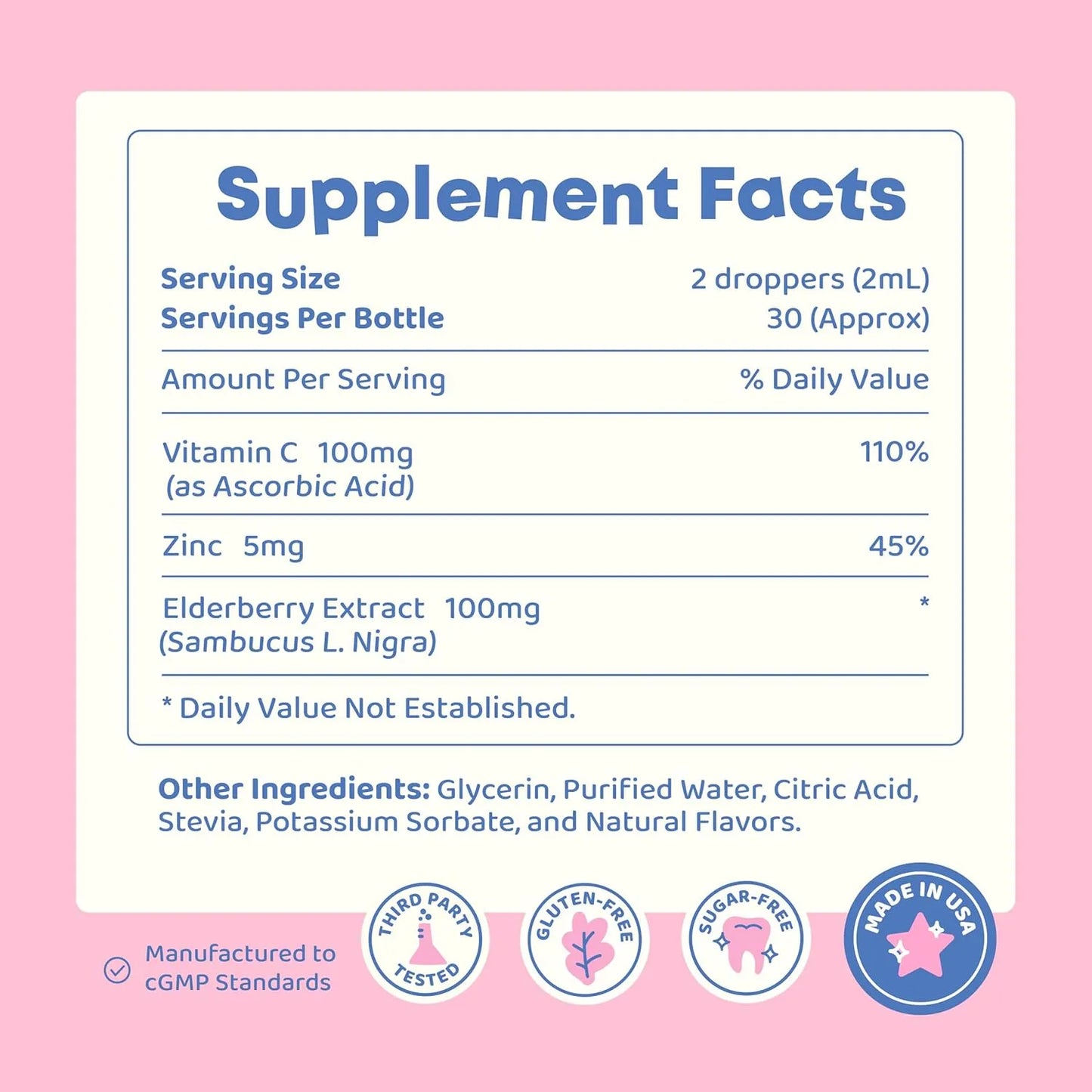 Vitamina C Zinc Liquido De Sauco Para Ninos JoySpring 4 Oz Refuerzo Inmunologico