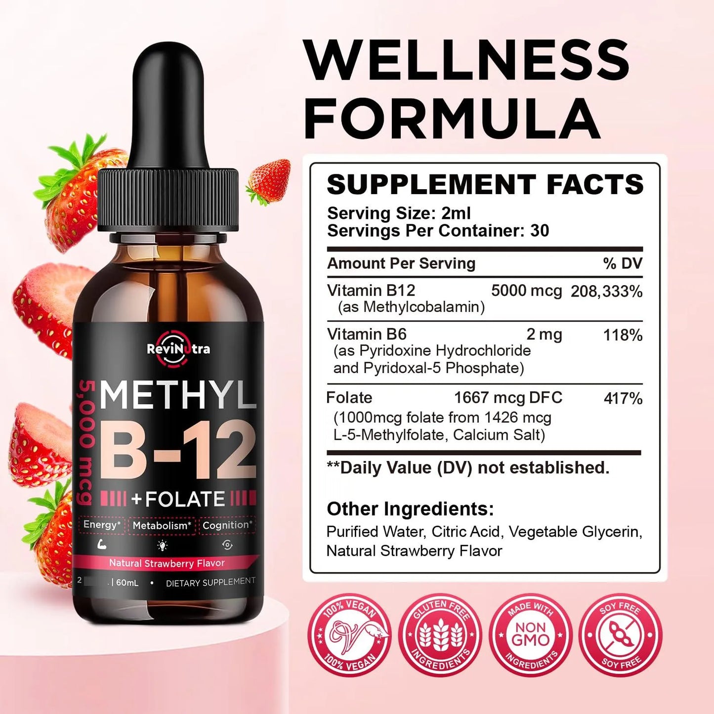 Gotas Líquidas Vitamina B12 5000 Mcg Metilcobalamina Sublingual Energía Y Salud