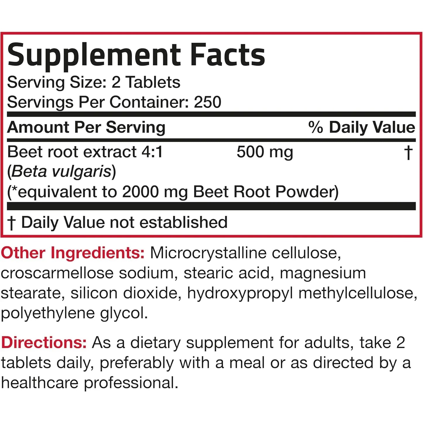 Raíz De Remolacha Extra Fuerte 2000 Mg Bronson 500 Tabletas Veganas