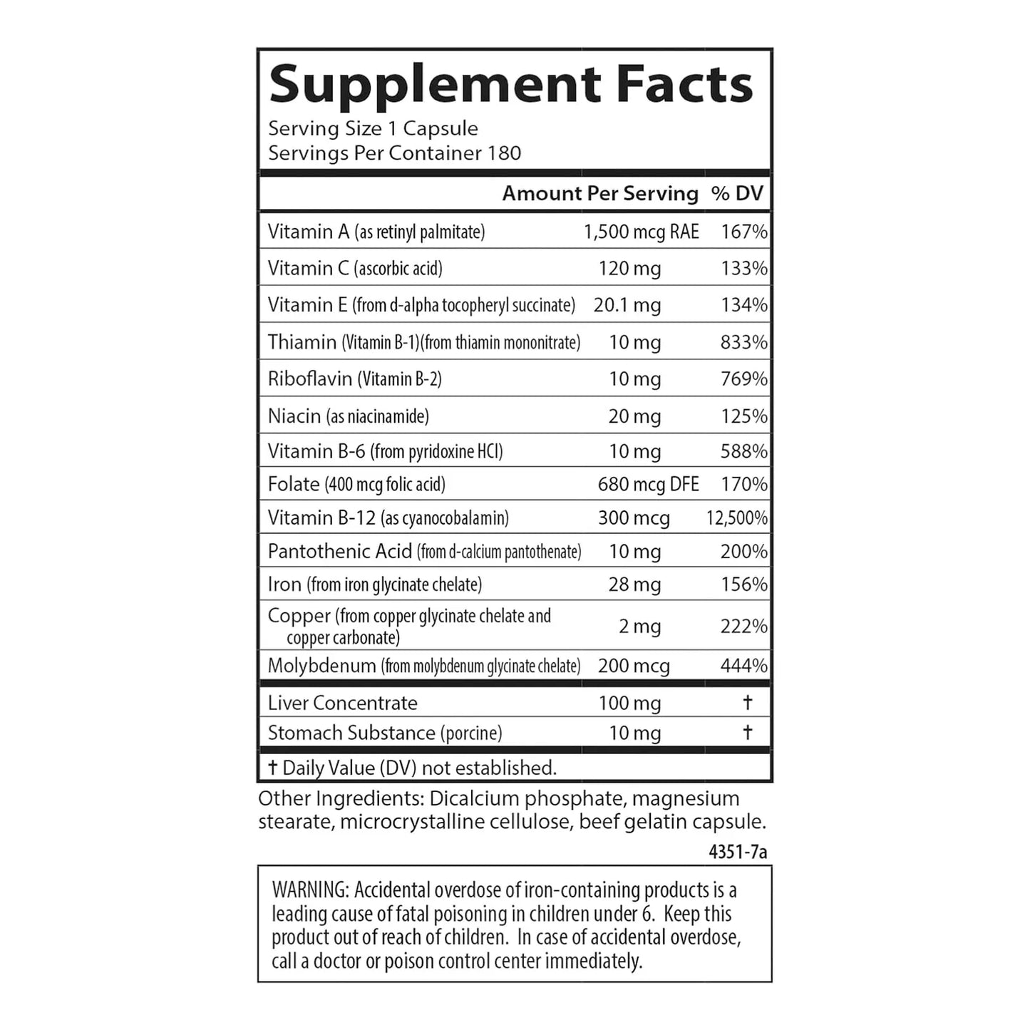 Suplemento De Hierro Para Mujer 28 Mg Con Vitaminas B 60 Capsulas